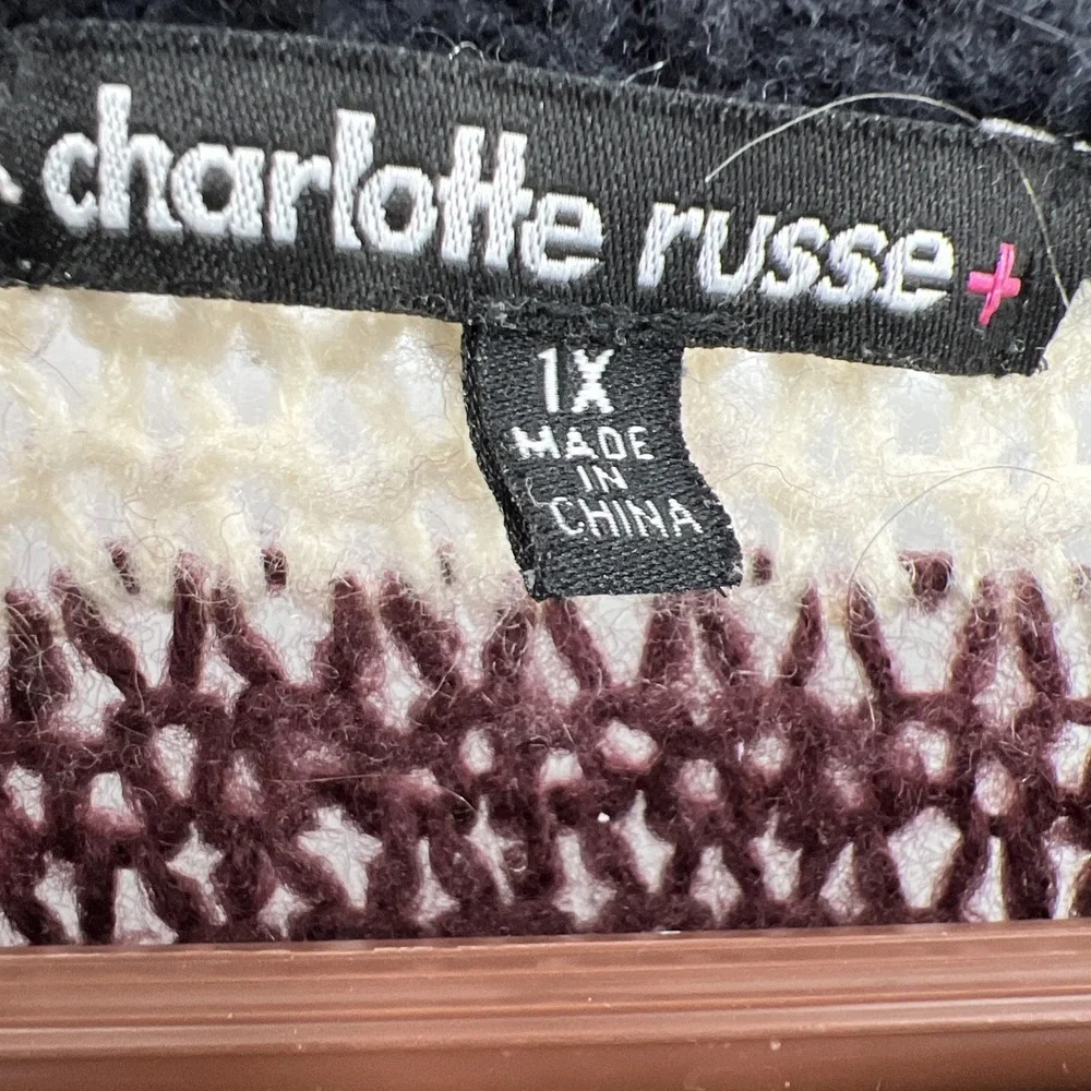 Chunky Knit Size 1X Cropped Oversized Sweater Twee Artsy Soft‎ Cozy